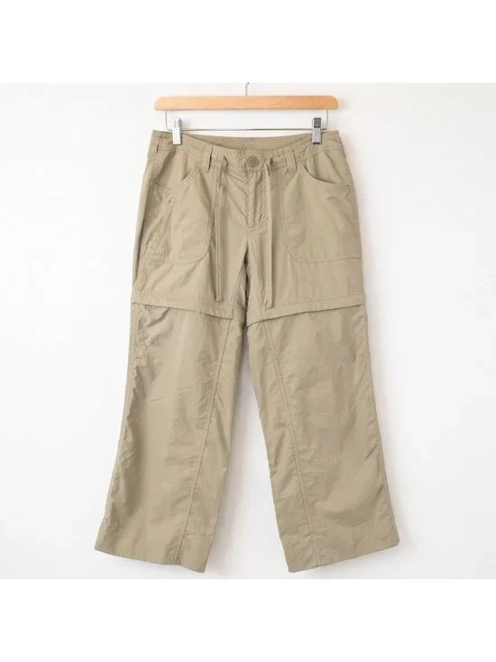 The North Face Convertible Hiking Pants Womens US 8 Khaki Zip Off Nylon Camping - Picture 1 of 12
